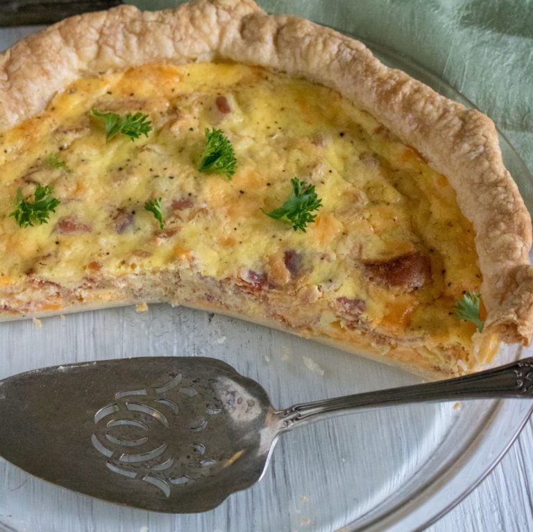 What's for Breakfast? Bacon & Cheddar Quiche - Love On A Plate